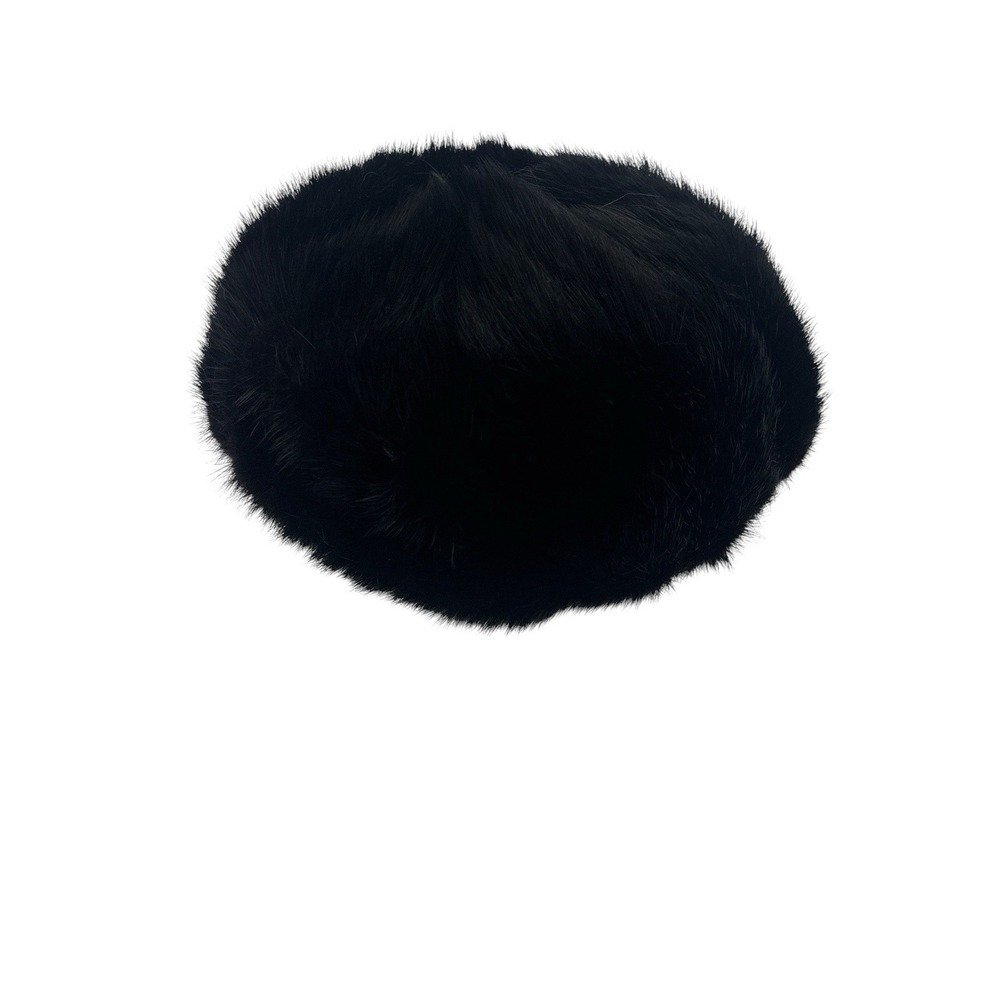 Vintage black fur pillbox style hat